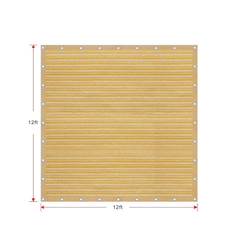 Shatex 90% Shade Fabric 12x 12ft Sun Shade Cloth with Grommets for Pergola Cover Canopy Wheat, 12 Bungee Balls - Image 3
